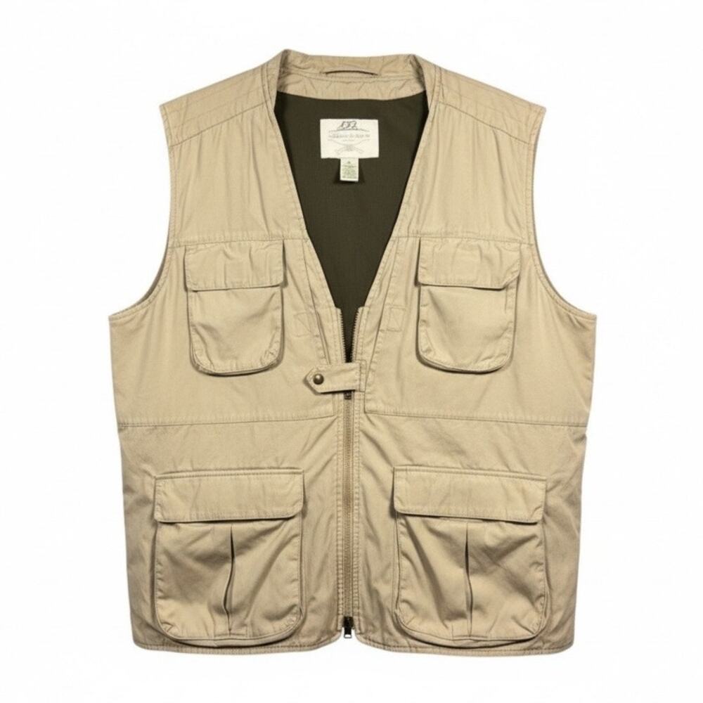 Vintage Orvis Men's Gilet 100% Cotton Khaki Fishing Hunting Safari Vest- Size XL
